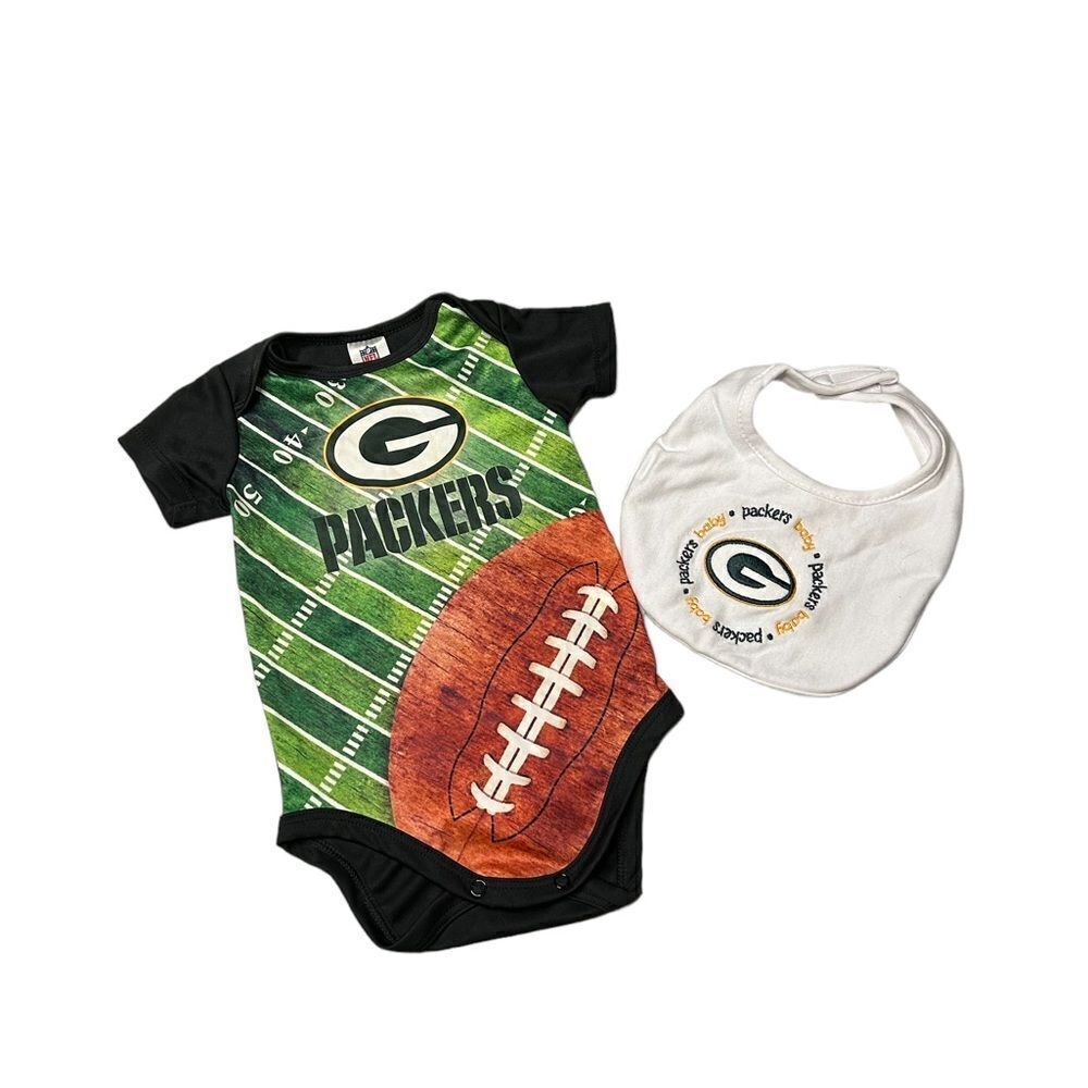 5 for $25🔥3-6 Months‎ NFL Team Packers One Piece & Bib